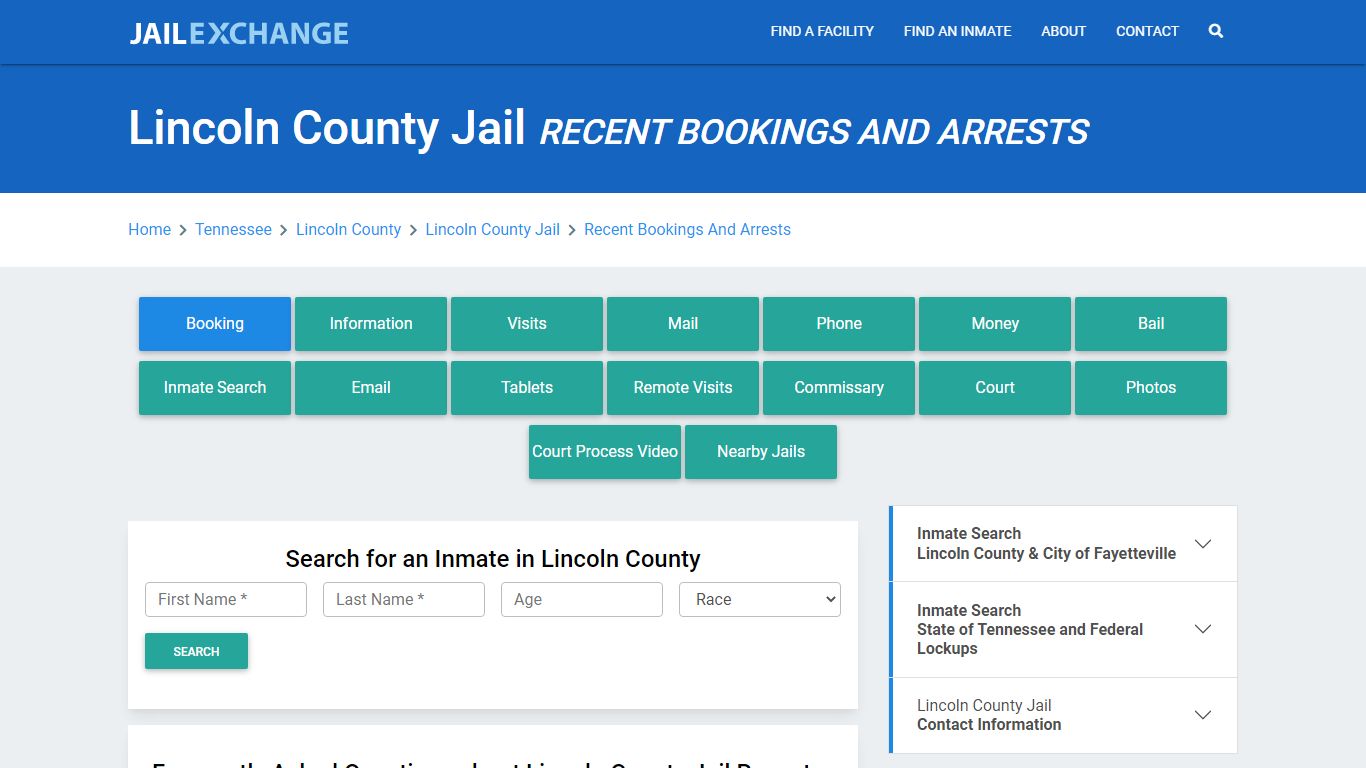 Lincoln County Jail TN Recent Arrests and Bookings - Jail Exchange